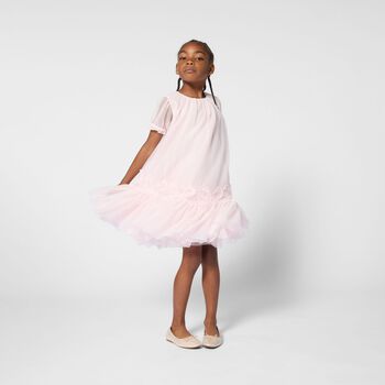 Girls Pink Embellished Tulle Dress
