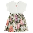 Girls Ivory & Pink Floral Dress, 1, hi-res