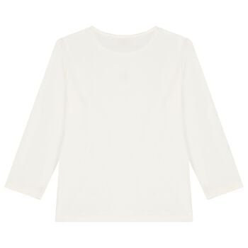 Girls Ivory Logo Long Sleeve Top