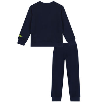 Boys Navy & Neon Green Tracksuit