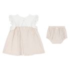 Baby Girls White & Beige Dress Set, 2, hi-res