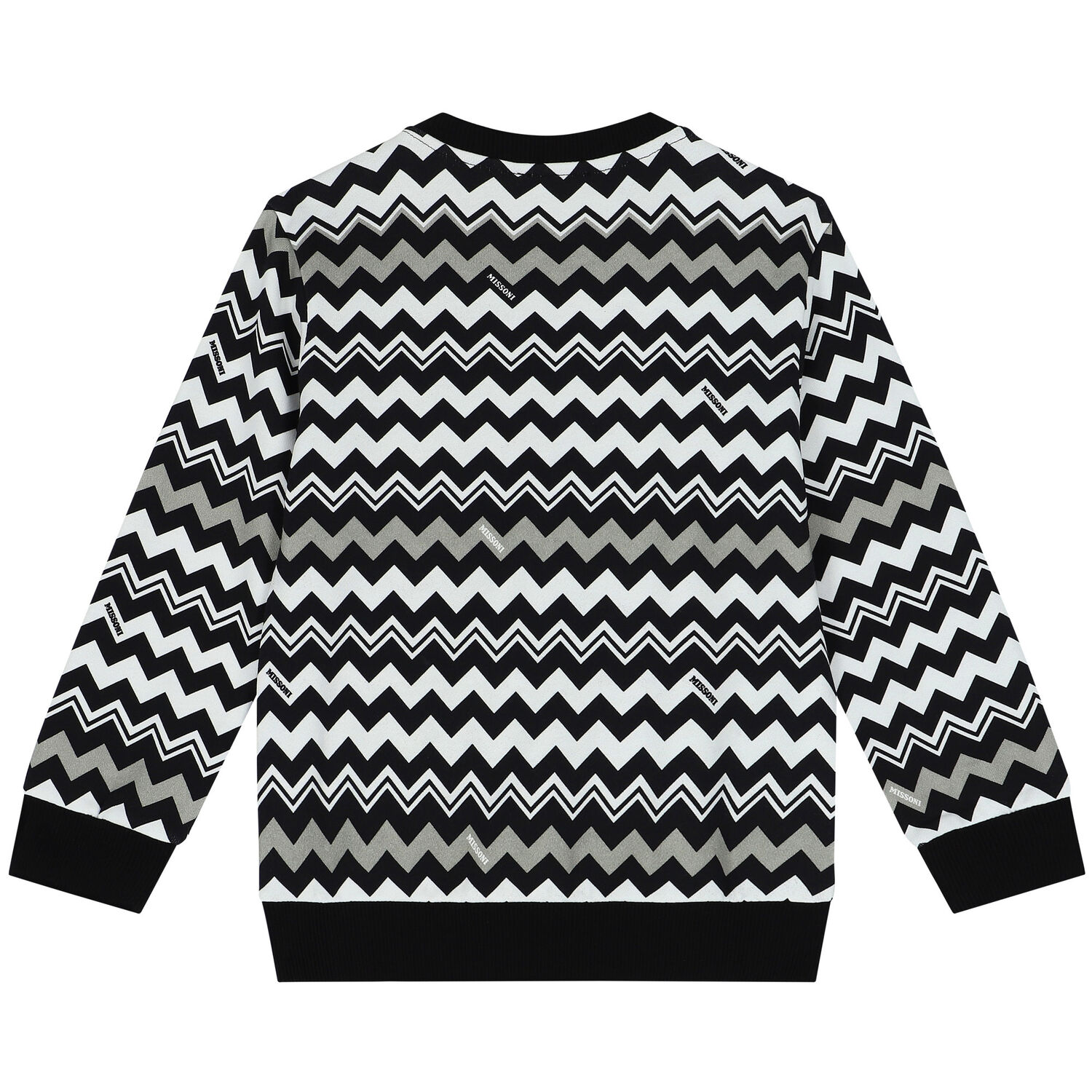 Boys Black & White Zigzag Sweatshirt, 1, hi-res image number null