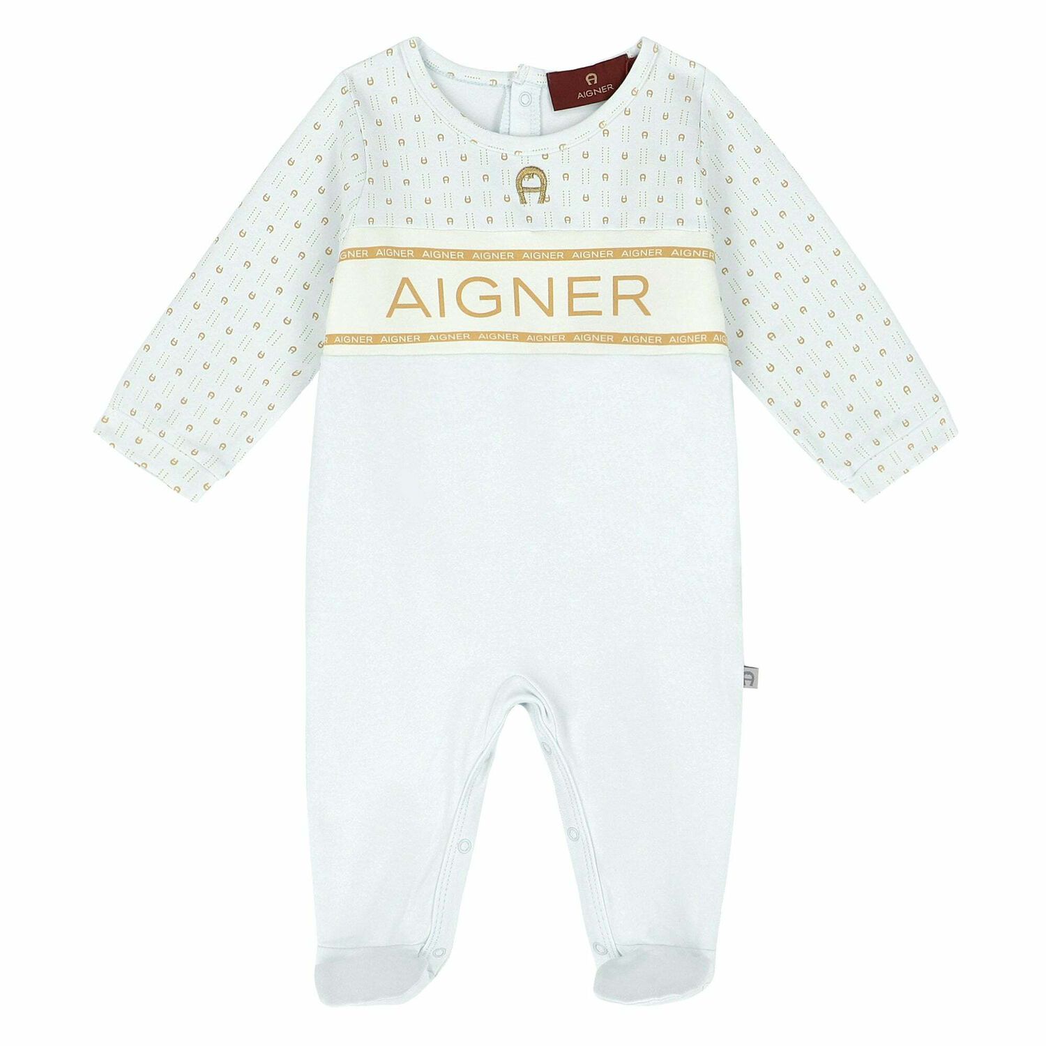 Boys Blue & Gold Logo Babygrow, 2, hi-res