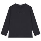 Boys Navy Blue Logo Long Sleeve Top, 2, hi-res