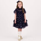 فستان بنات تول بطبعة نجوم باللون الكحلي, 1, hi-res