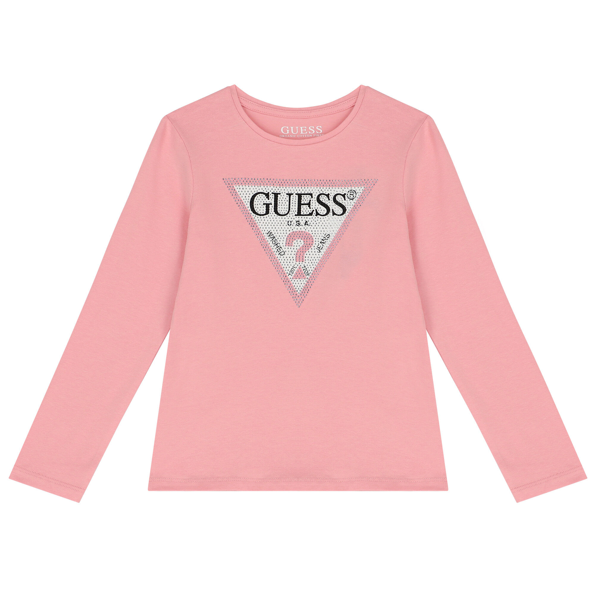 Guess Girls Pink Logo Long Sleeve Top Junior Couture UAE