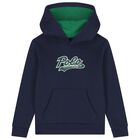 Boys Navy Blue Logo Hooded Top, 1, hi-res
