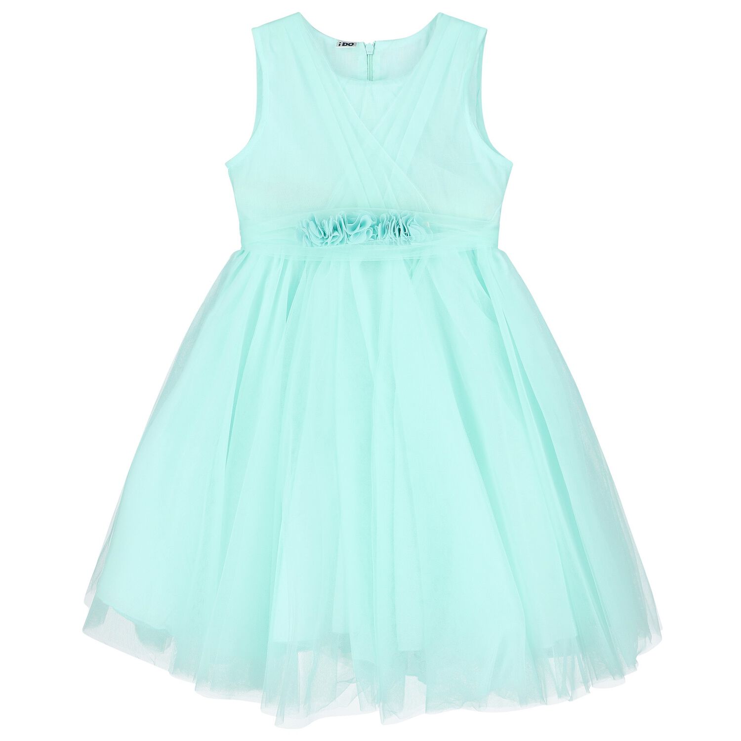 Girls Aqua Tulle Dress, 1, hi-res