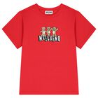 Boys Red Teddy Bear Logo T-Shirt, 4, hi-res