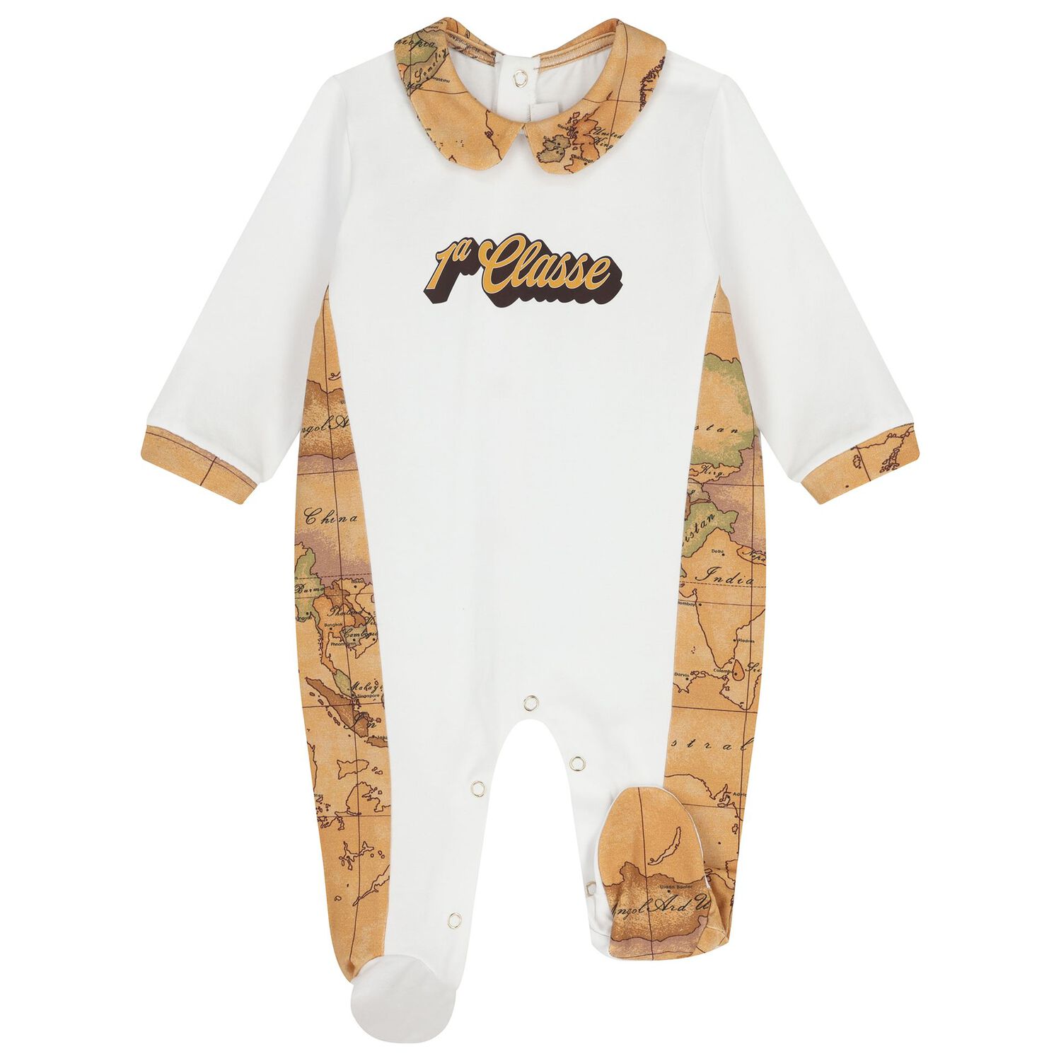White & Beige Geo Map Babygrow Set, 2, hi-res