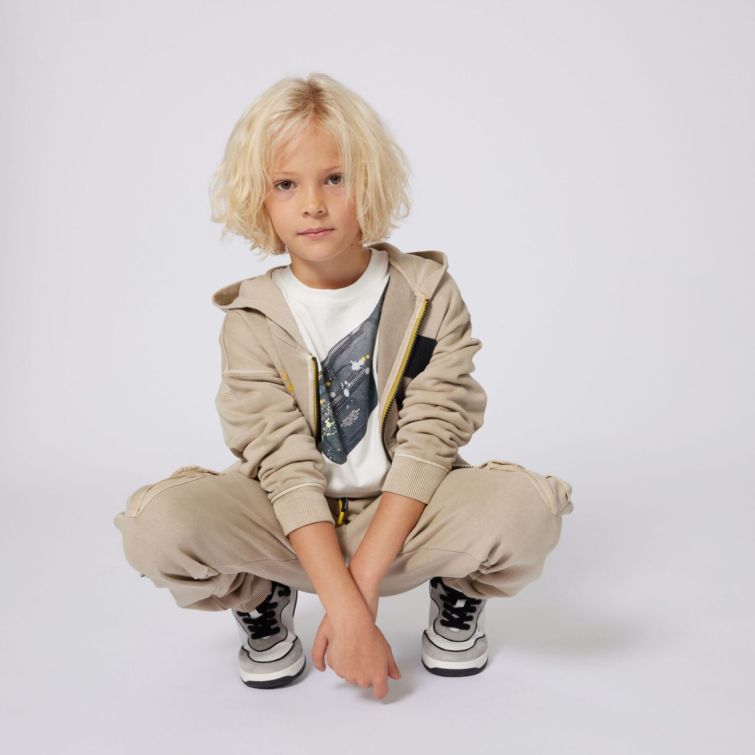 Boys Beige Joggers, 1, hi-res