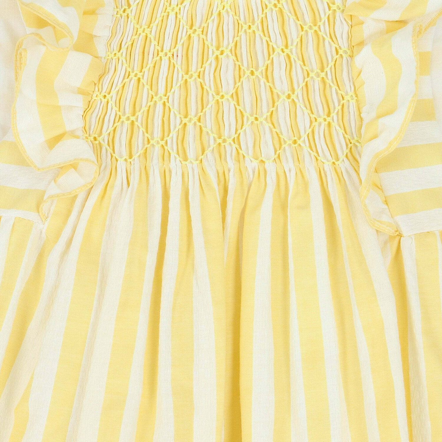 Girls White & Yellow Striped Dress, 1, hi-res image number null