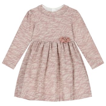 Girls Pink Tweed Dress
