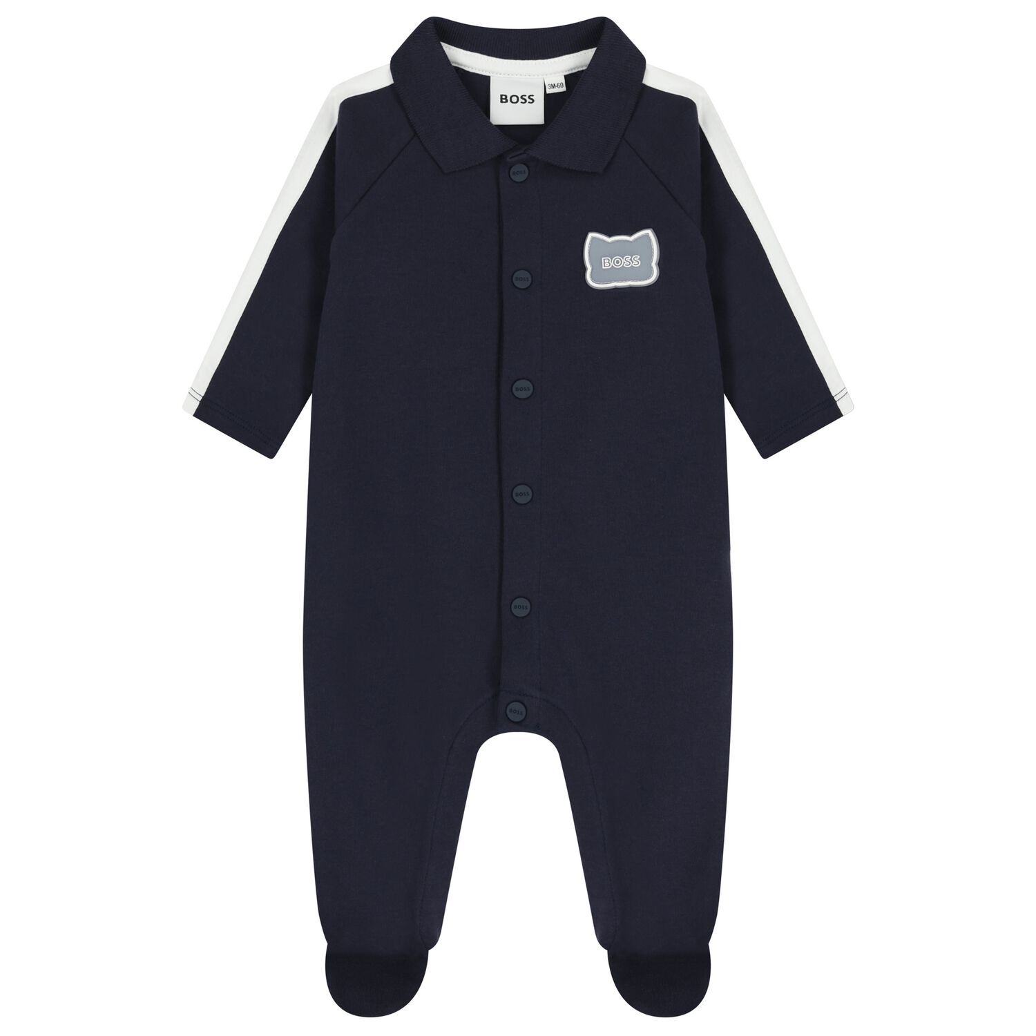 Baby Boys Navy Blue Logo Babygrow, 3, hi-res