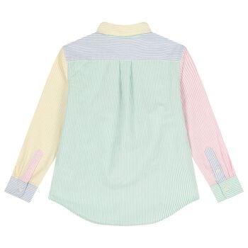 Boys Blue & Green Striped Shirt 
