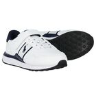 Boys White & Navy Blue Logo Trainers, 1, hi-res