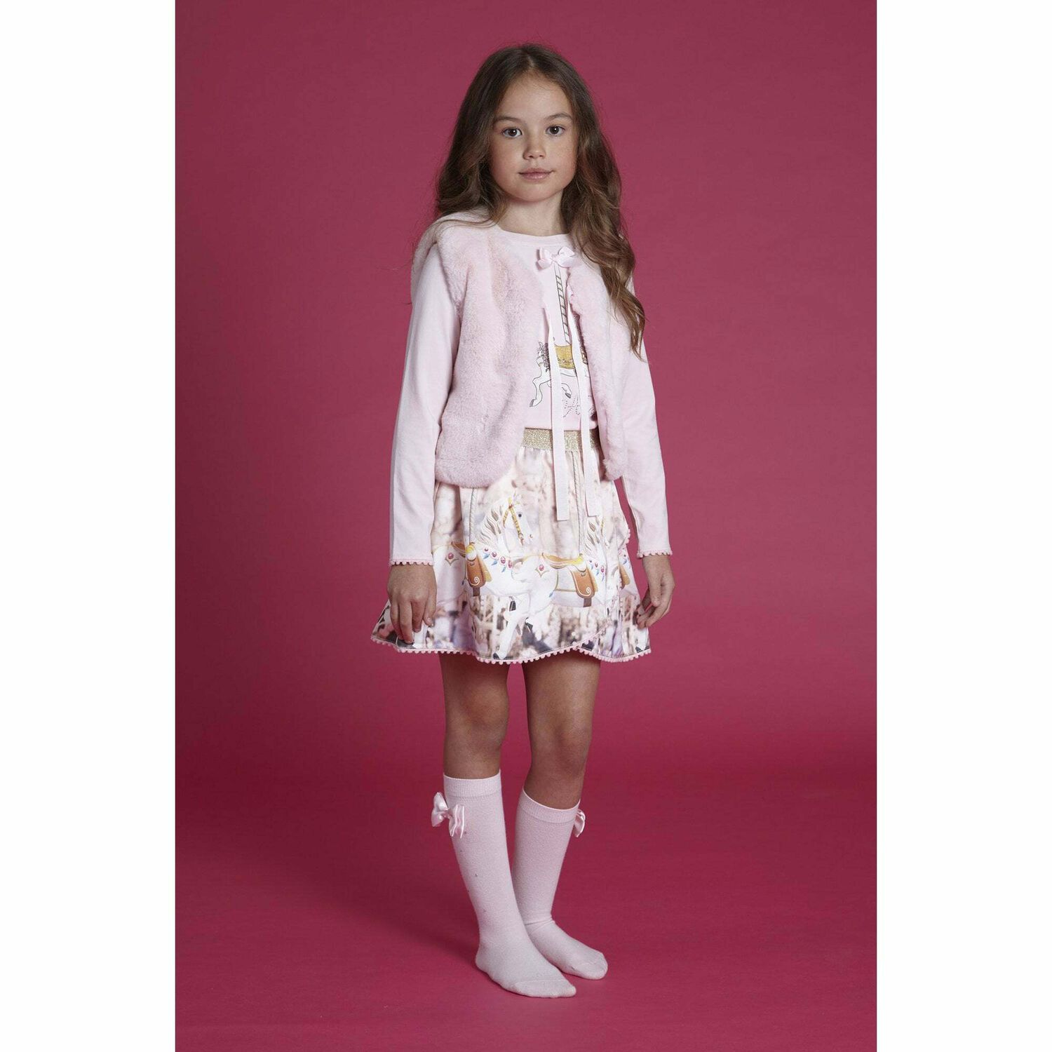 طقم تنورة باللون الزهرى والعاجى, 1, hi-res