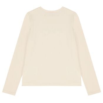 Girls Beige Printed Long Sleeve Top