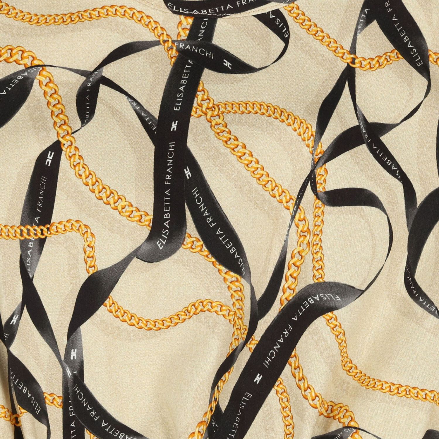 بلوزة بناتي بأكمام منفوخة باللون البيج والأسود, 1, hi-res