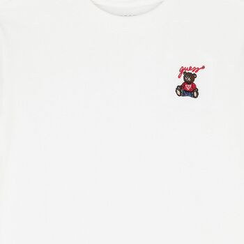 Boys White Teddy Bear Logo T-Shirt
