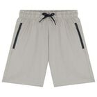 Boys White & Green Shorts Set , 1, hi-res