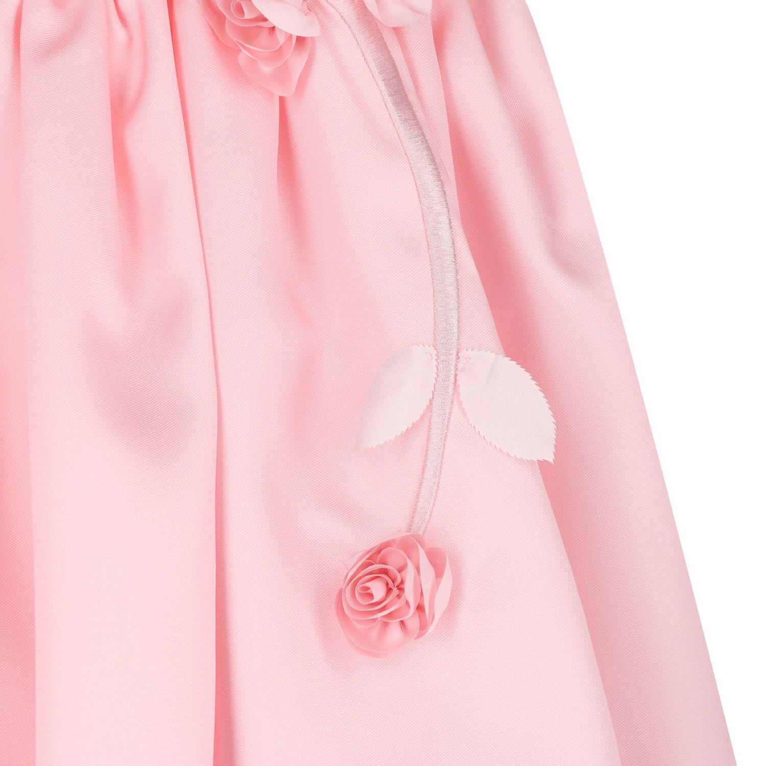 Girls Pink 3D Floral Satin Dress, 1, hi-res
