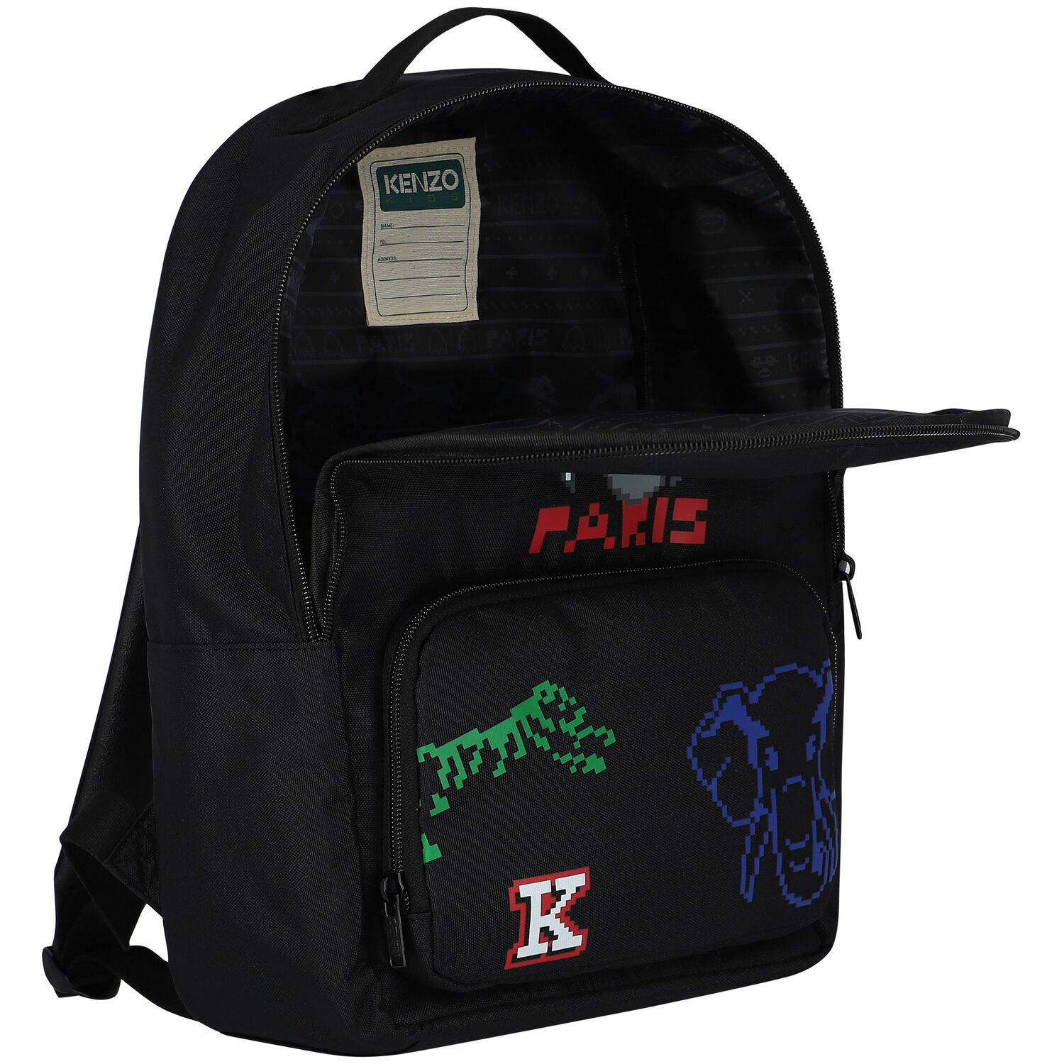 Boys Black Elephant Logo Backpack, 1, hi-res