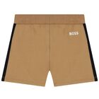 Baby Boys Black & Beige Polo & Shorts Set, 1, hi-res