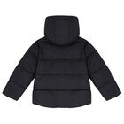Boys Black Logo Puffer Jacket, 1, hi-res