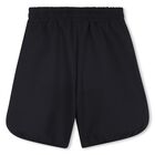 Boys Black Logo Shorts, 1, hi-res