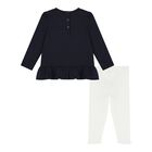 Baby Girls Navy Blue & Ivory Polo Bear Leggings Set, 1, hi-res
