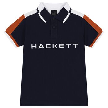 Hackett London تيشيرت بولو أولاد بالشعار باللون الكحلي و الأبيض, 1 تيشيرت بولو أولاد بالشعار باللون الكحلي و الأبيض