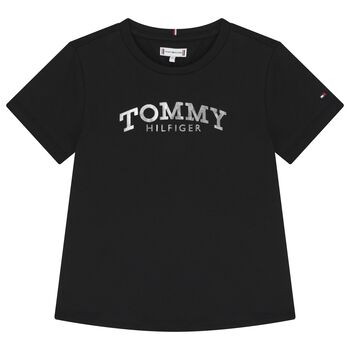 تيشيرت بنات بالشعار باللون الاسود 