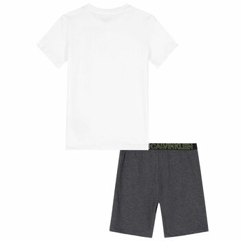 Boys White & Grey Logo Pyjamas