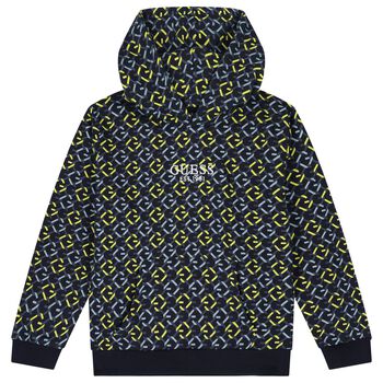 Boys Navy Blue Logo Hooded Top