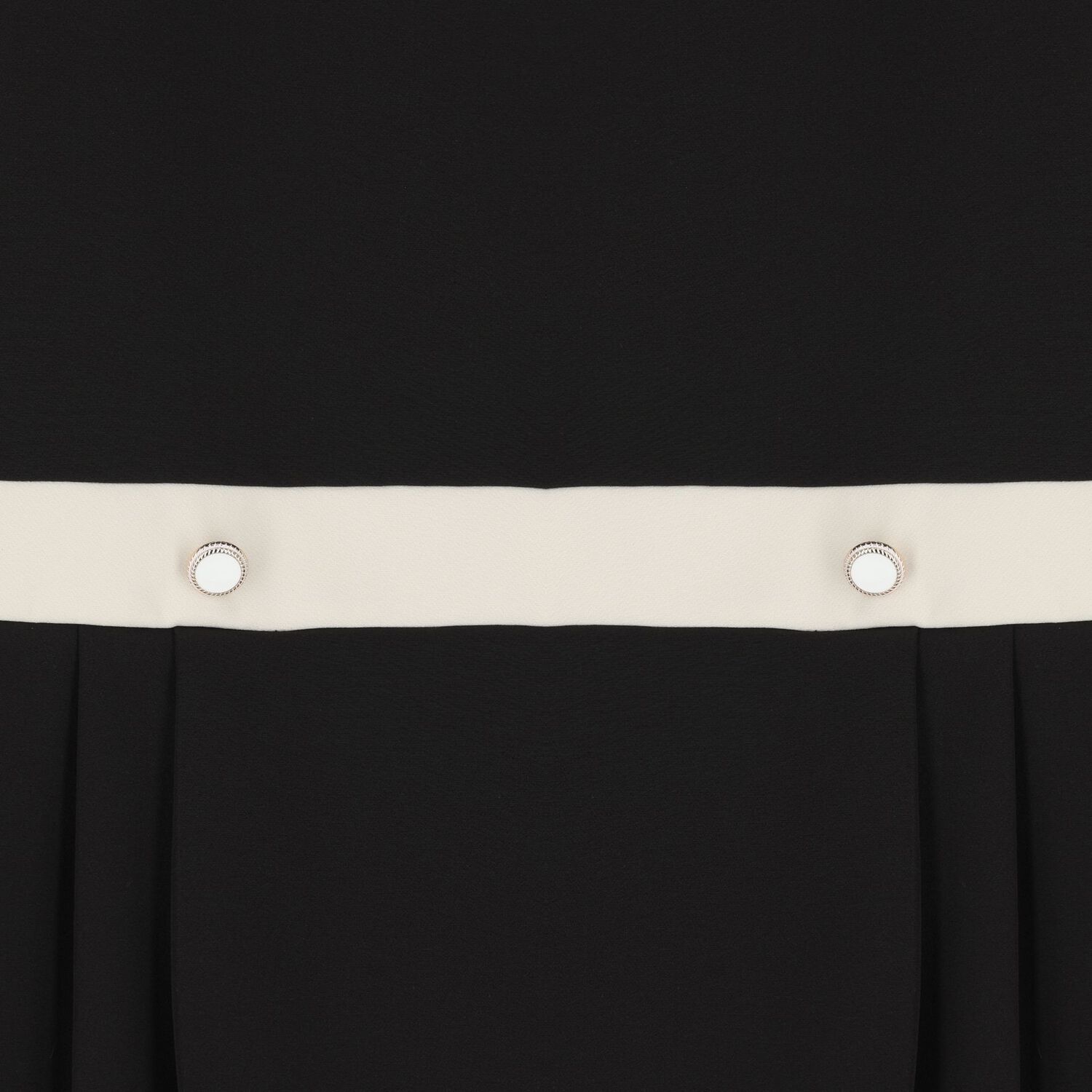 Girls Black & Ivory Pleated Dress, 2, hi-res