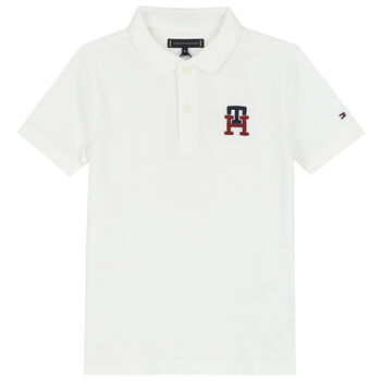 Boys White Logo Polo Shirt
