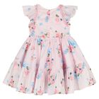 Younger Girls Pink Florals & Bows Dress, 1, hi-res