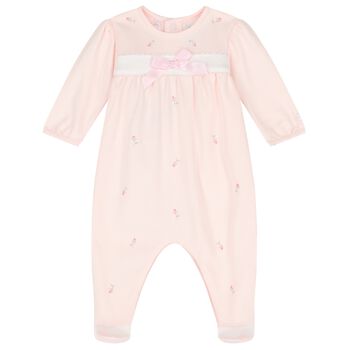 Baby Girls Pink Bow Babygrow