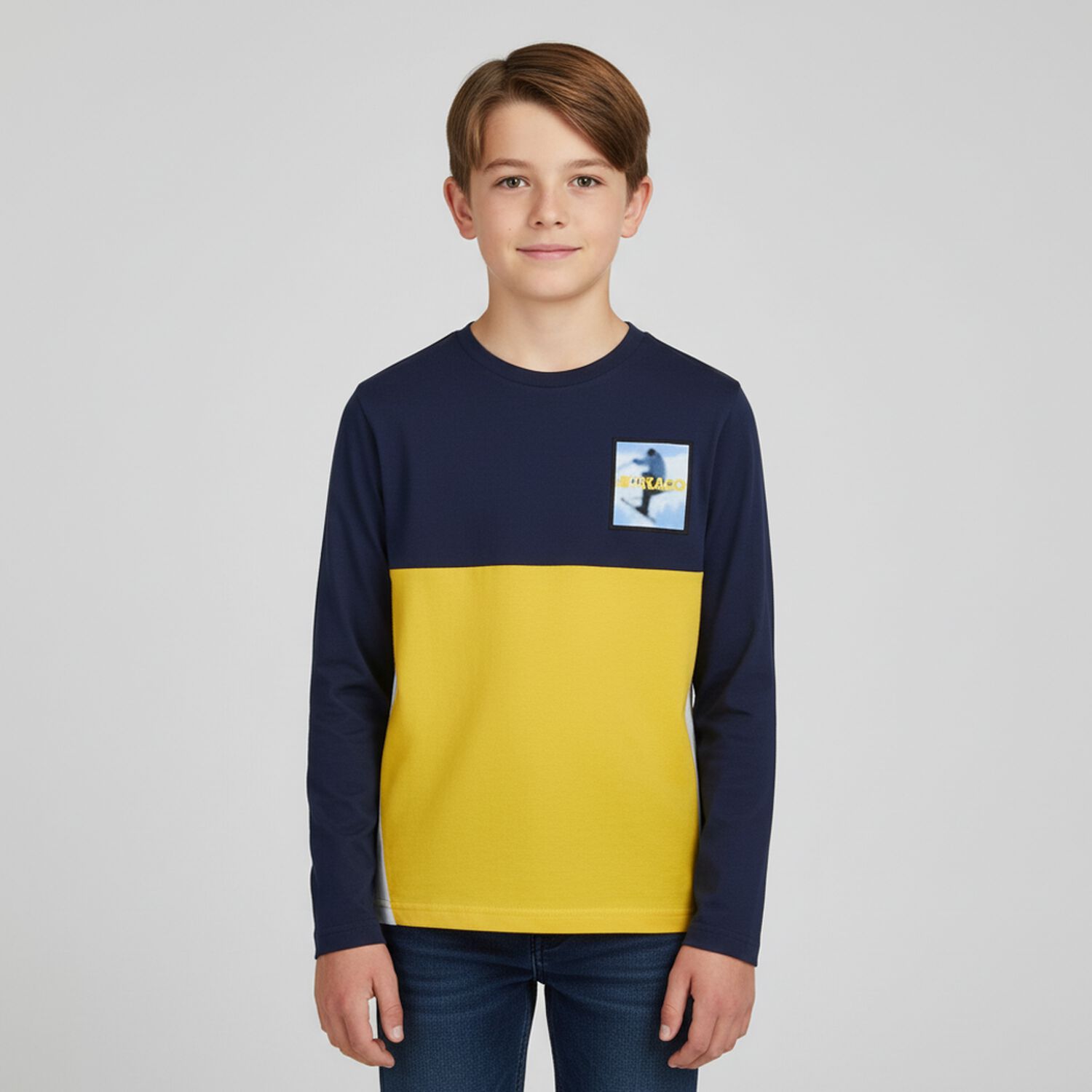 Boys Blue, Yellow & Black Long Sleeve Top ( 2-Pack ), 1, hi-res