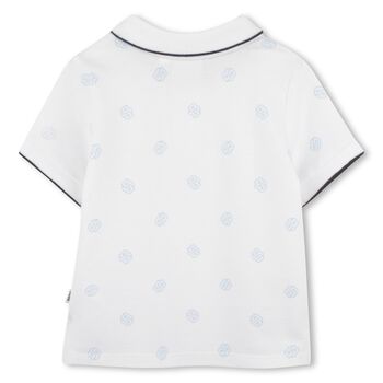 Younger Boys White Logo Polo Shirt