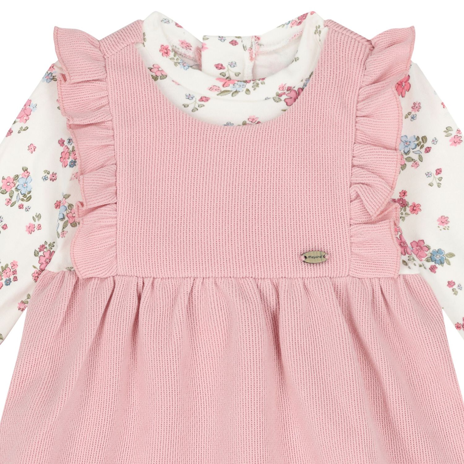 Baby Girls Pink Ruffled Dress, 1, hi-res