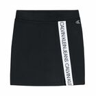 Girls Black Logo Skirt, 1, hi-res