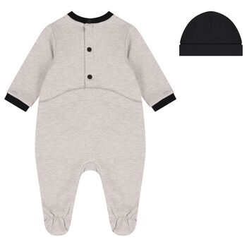 Baby Boys Grey & Black Logo Babygrow Set