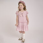 Girls Pink Bow Dress, 2, hi-res
