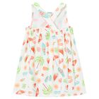 فستان للبنات مزين بطبعه فواكه باللون الابيض , 1, hi-res