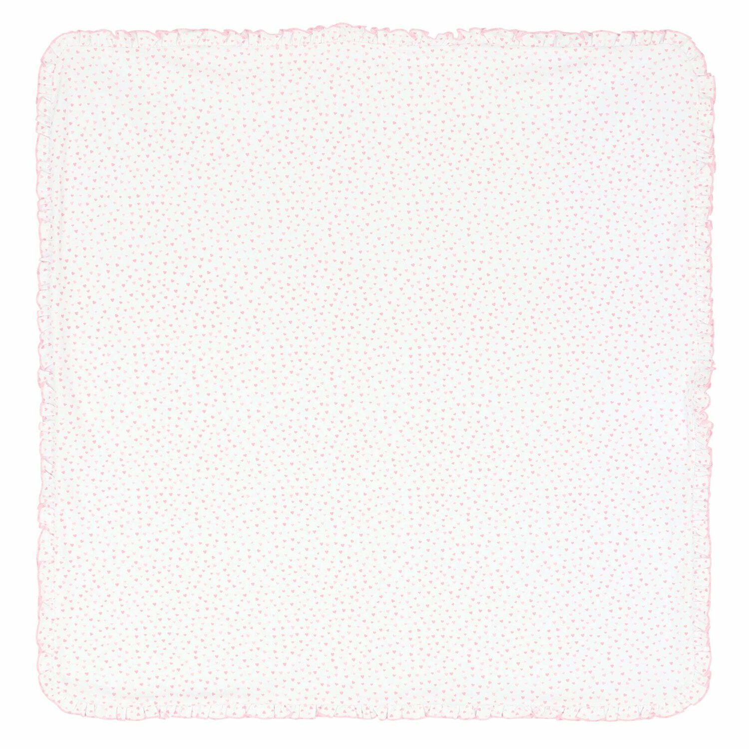 بطانية اطفال بطبعة قلوب باللون الابيض للبنات, 1, hi-res