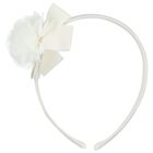 Girls Ivory Chiffon Flower Headband, 1, hi-res