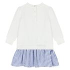 طقم فستان أبيض للبنات بتصميم دب بولو أبيض, 1, hi-res