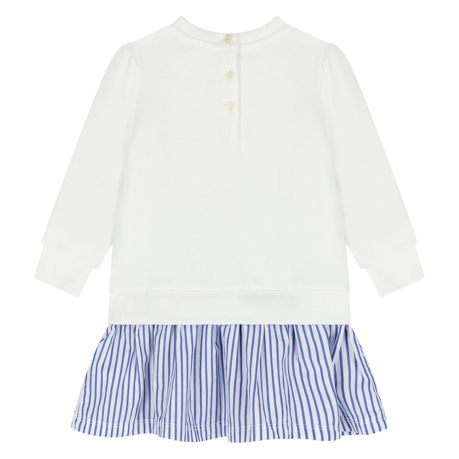 طقم فستان أبيض للبنات بتصميم دب بولو أبيض, 1, hi-res